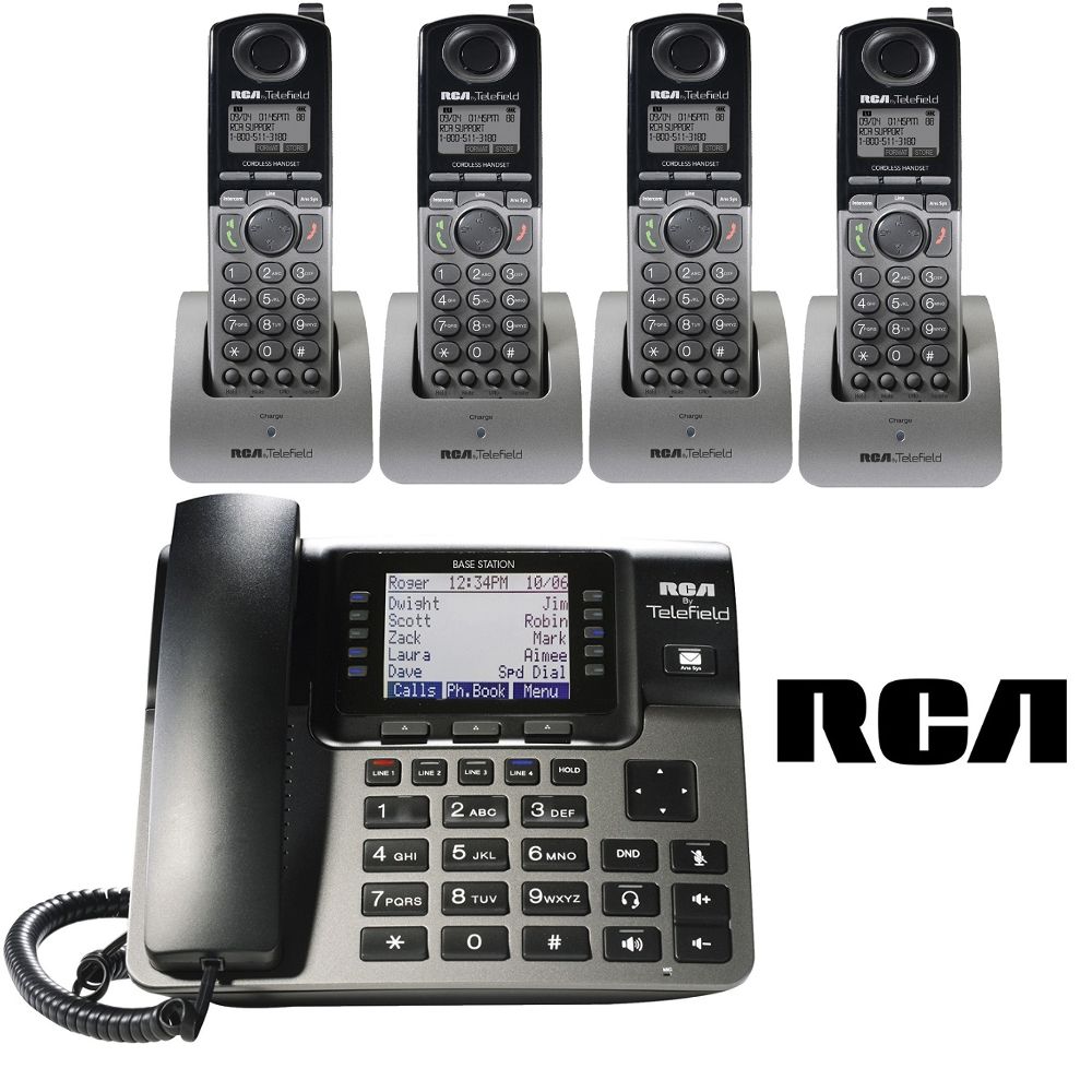 RCA Unison U1000 4 Line Corded Phone System + 4 Cordless Handsets Bundle U1002HD 845679002418 eBay